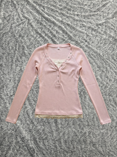 Nouveau Haut Manches Longues Rose